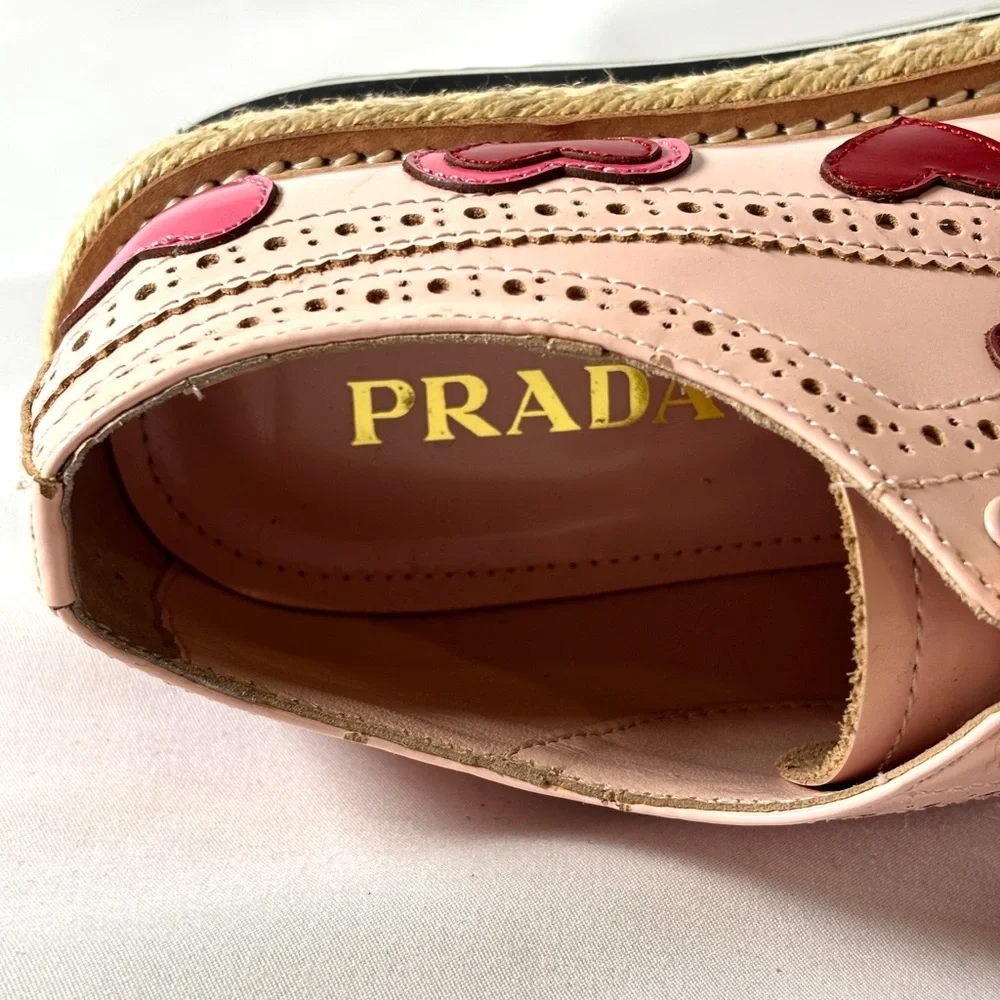 Prada Pink Heart Patent Platform Oxfords | Vintage Designer Espadrilles